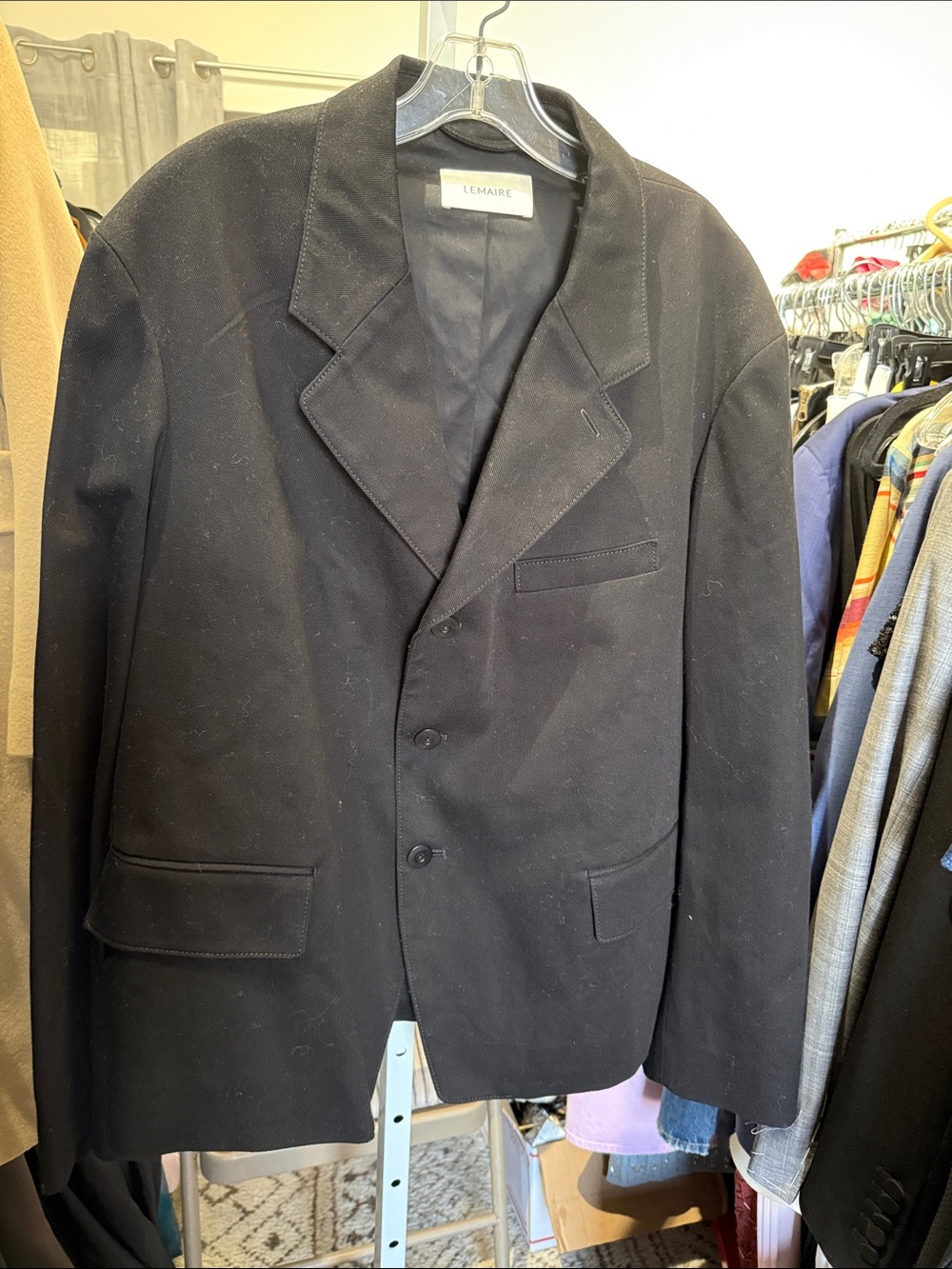 Lemaire Black Minimalist Single-Breasted Blazer